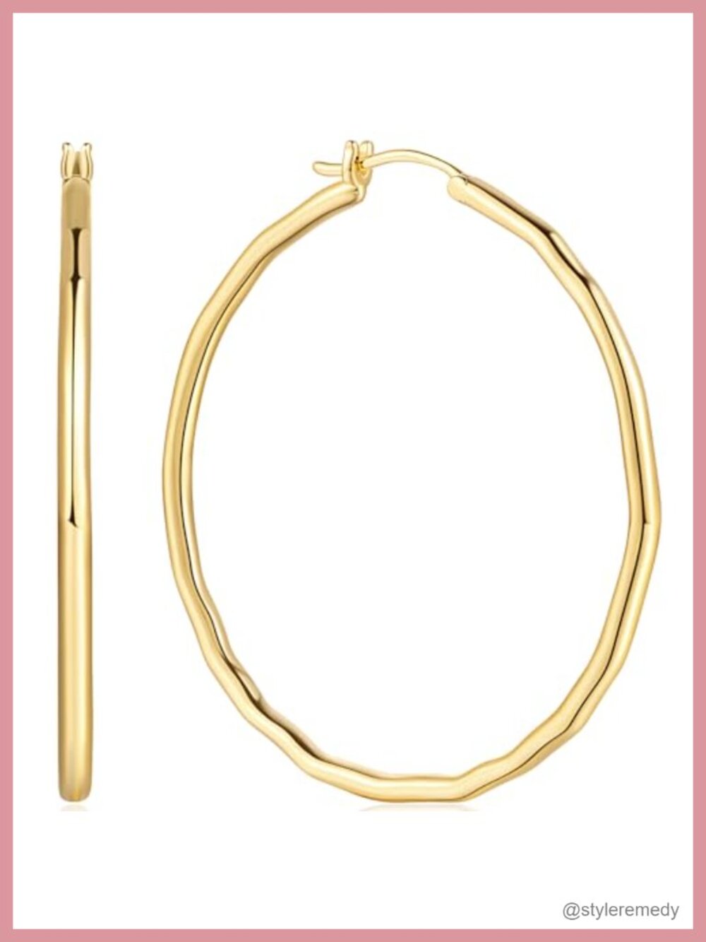 14K Gold Plated Hoop Earrings 20mm Hypoallergenic Click-Top